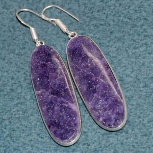 Lepidolite Gemstone 925 Sterling Silver Handmade Drop Dangle Earrings